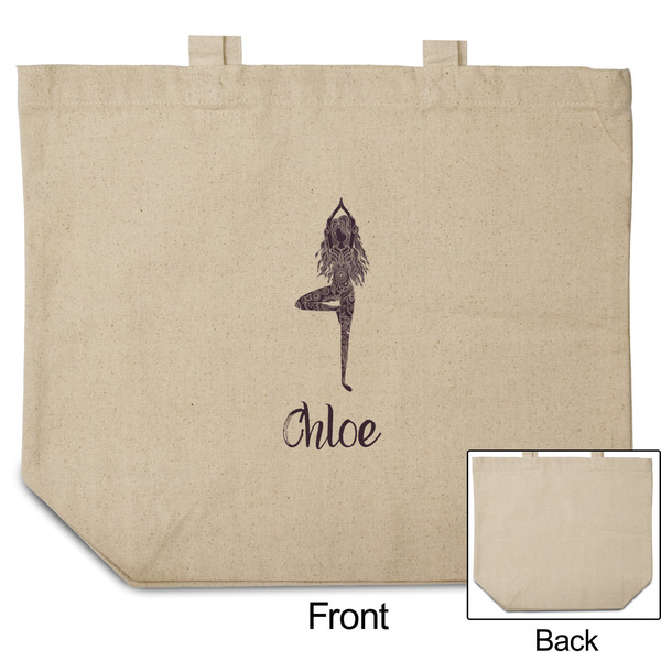 Watercolor Mandala Reusable Cotton Grocery Bag - Front & Back View