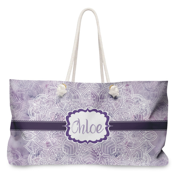 Custom Watercolor Mandala Large Tote Bag with Rope Handles (Personalized)