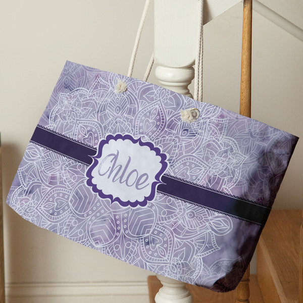 Watercolor Mandala Large Rope Tote - Life Style