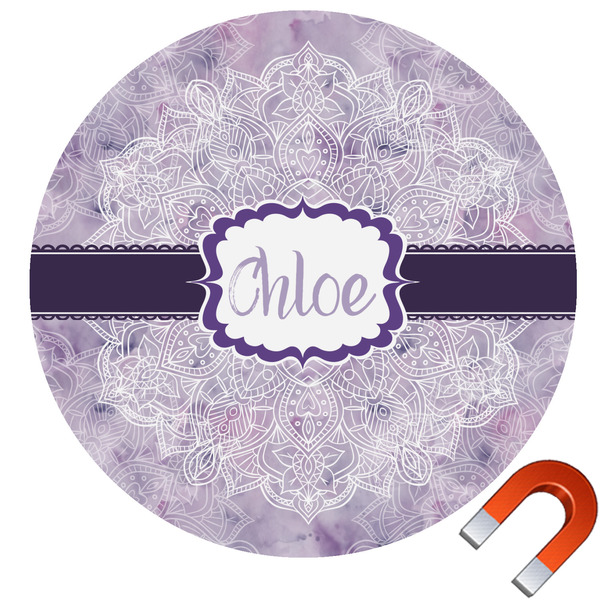 Custom Watercolor Mandala Round Car Magnet - 10" (Personalized)