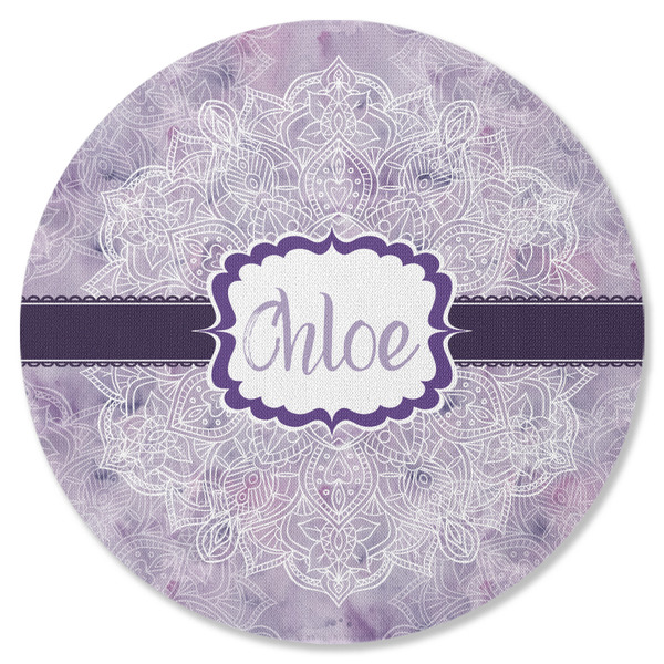 Custom Watercolor Mandala Round Rubber Backed Coaster (Personalized)