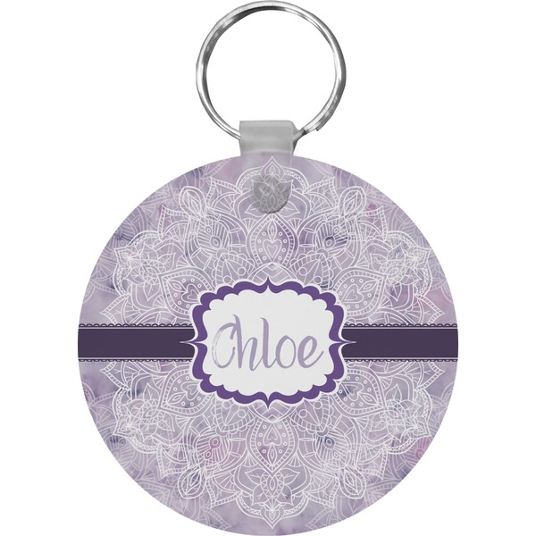 Custom Watercolor Mandala Round Plastic Keychain (Personalized)