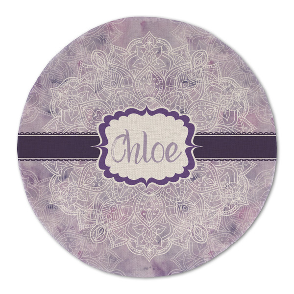 Watercolor Mandala Round Linen Placemats - FRONT (Double Sided)