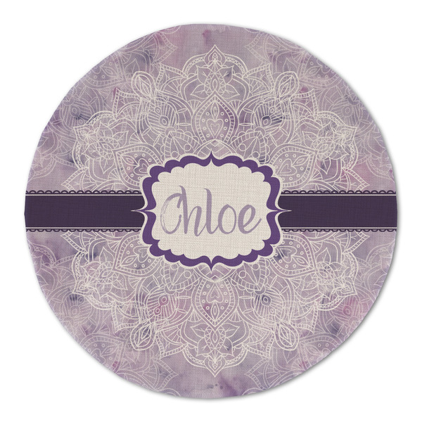 Custom Watercolor Mandala Round Linen Placemat (Personalized)