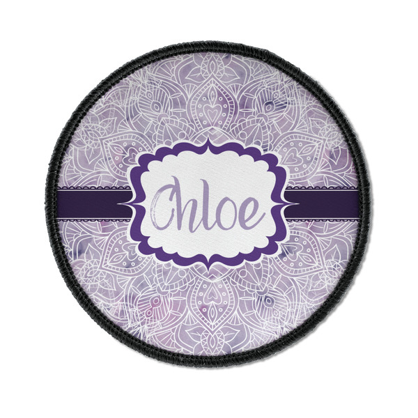 Custom Watercolor Mandala Iron On Round Patch w/ Name or Text