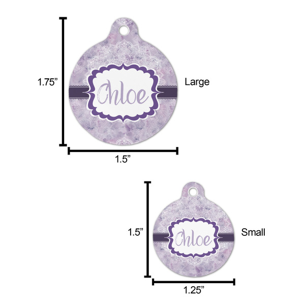 Watercolor Mandala Round Pet ID Tag - Large - Comparison Scale