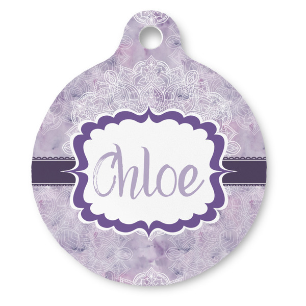 Custom Watercolor Mandala Round Pet ID Tag - Large (Personalized)