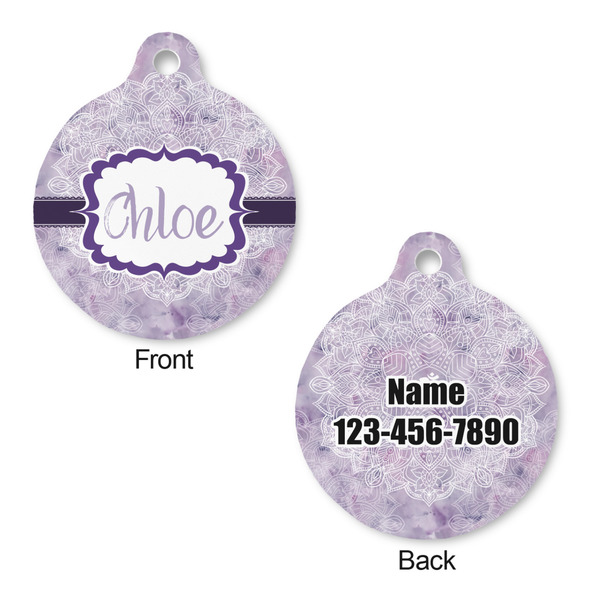 Watercolor Mandala Round Pet Tag - Front & Back