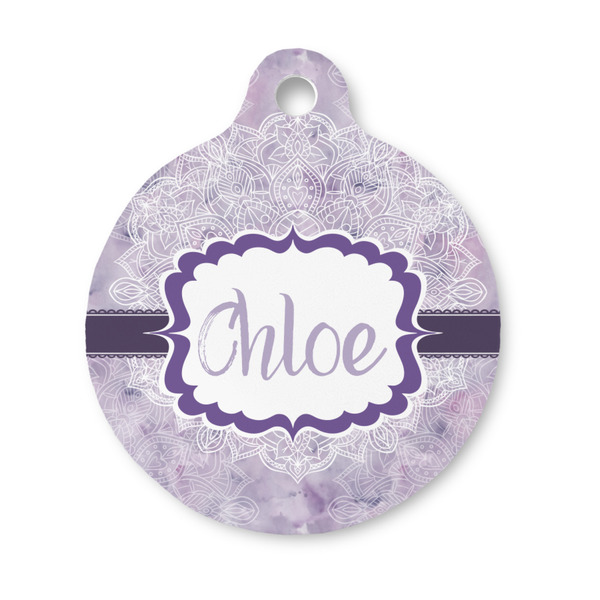 Custom Watercolor Mandala Round Pet ID Tag - Small (Personalized)