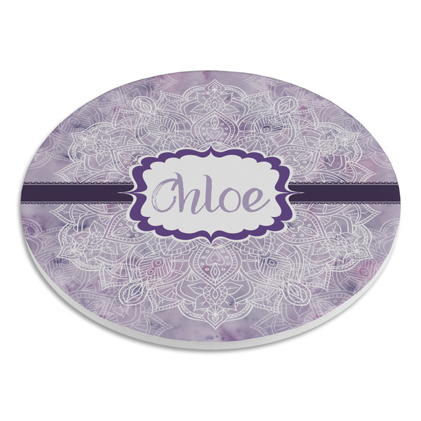 Watercolor Mandala Round Stone Trivet - Angle View