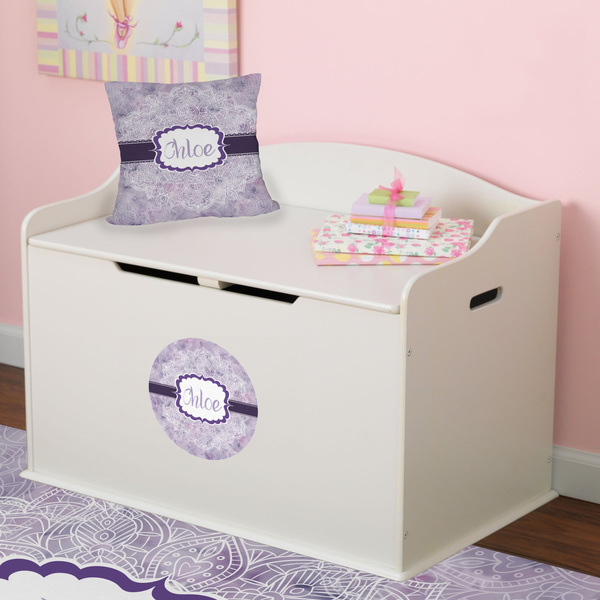 Watercolor Mandala Round Wall Decal on Toy Chest