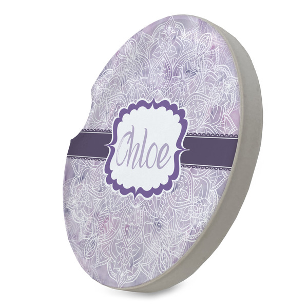 Watercolor Mandala Sandstone Car Coaster - STANDING ANGLE