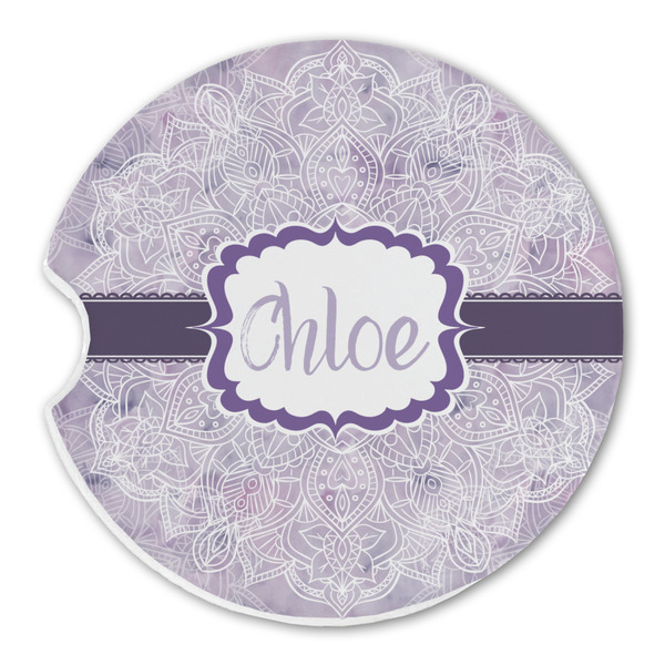 Custom Watercolor Mandala Sandstone Car Coaster - Single (Personalized)