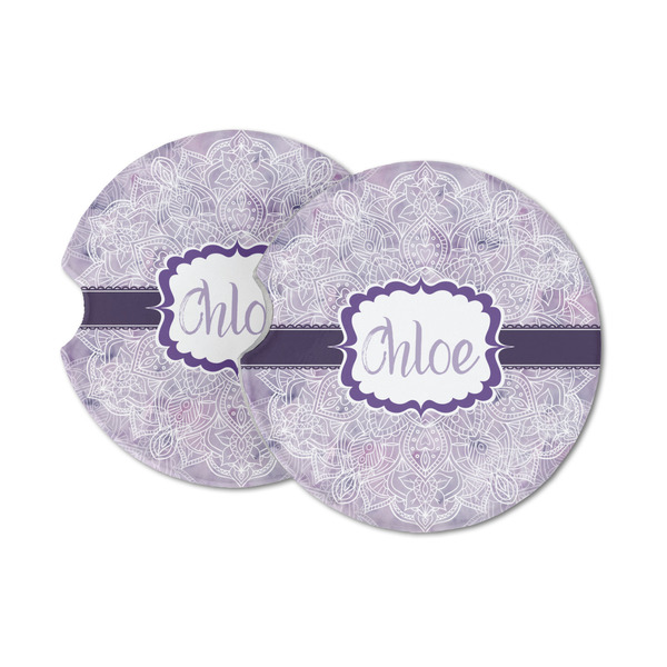 Custom Watercolor Mandala Sandstone Car Coasters - Set of 2 (Personalized)