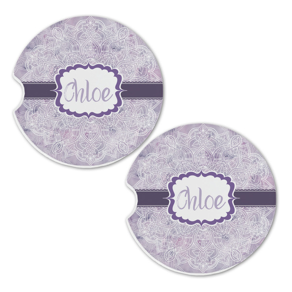 Watercolor Mandala Sandstone Car Coasters - Set of 2