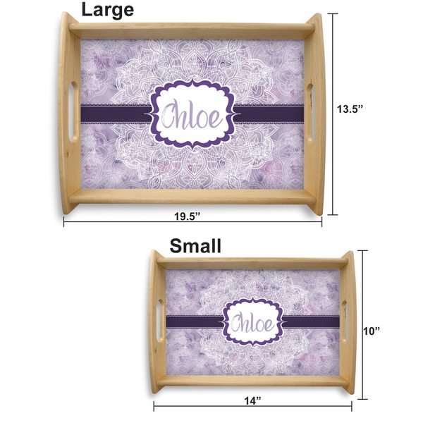 Watercolor Mandala Serving Tray Wood Sizes
