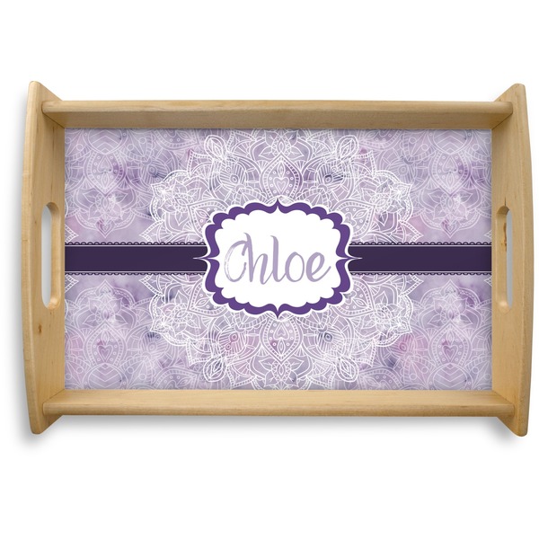 Custom Watercolor Mandala Natural Wooden Tray - Small (Personalized)