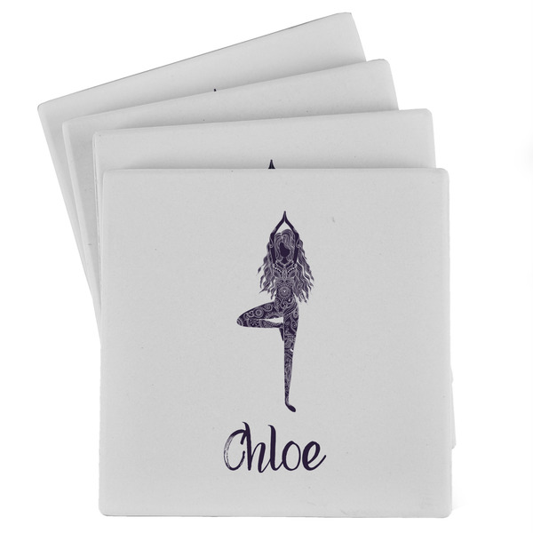 Custom Watercolor Mandala Absorbent Stone Coasters - Set of 4 (Personalized)