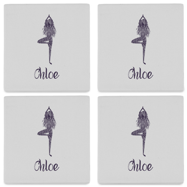 Watercolor Mandala Set of 4 Sandstone Coasters - See All 4 View