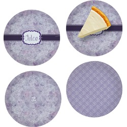Watercolor Mandala Set of 4 Glass Appetizer / Dessert Plate 8" (Personalized)