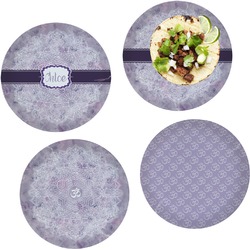 Watercolor Mandala Set of 4 Glass Lunch / Dinner Plate 10" (Personalized)