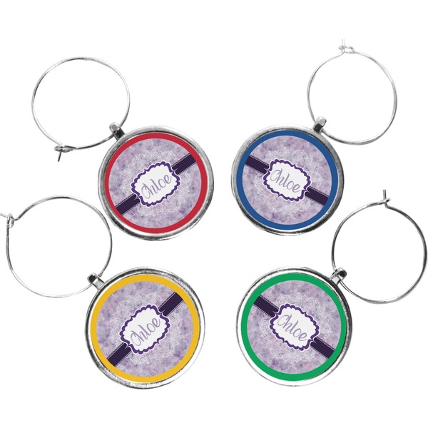 Custom Watercolor Mandala Wine Charms (Set of 4) (Personalized)