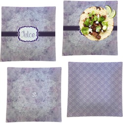 Watercolor Mandala Set of 4 Glass Square Lunch / Dinner Plate 9.5" (Personalized)