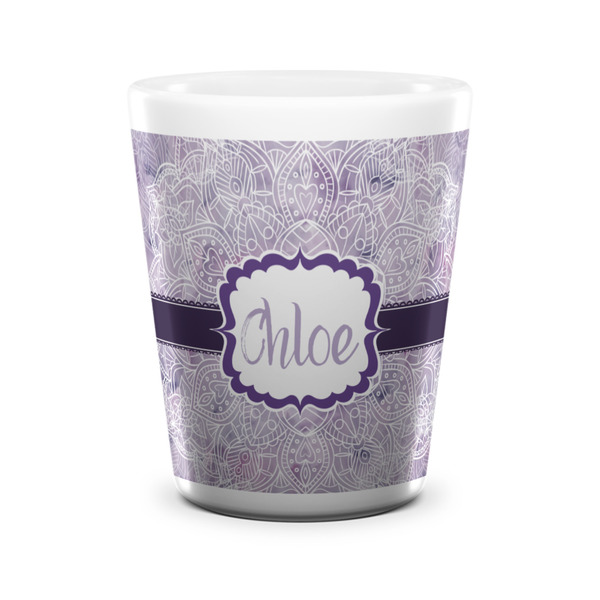 Watercolor Mandala Shot Glass - White - FRONT