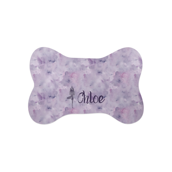Custom Watercolor Mandala Bone Shaped Dog Food Mat (Small) (Personalized)