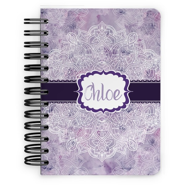 Custom Watercolor Mandala Spiral Notebook - 5x7 w/ Name or Text