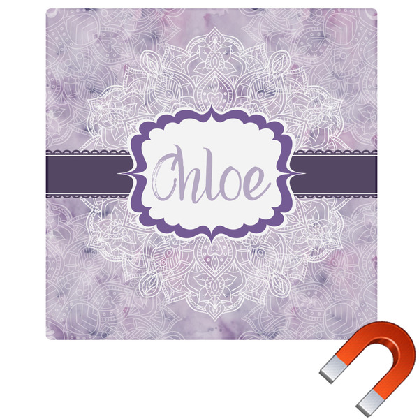 Custom Watercolor Mandala Square Car Magnet - 10" (Personalized)