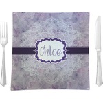 Watercolor Mandala 9.5" Glass Square Lunch / Dinner Plate- Single or Set of 4 (Personalized)