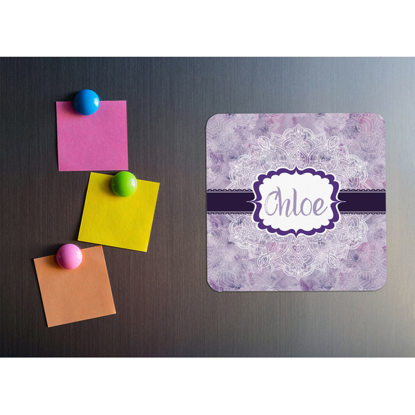 Watercolor Mandala Square Fridge Magnet - LIFESTYLE