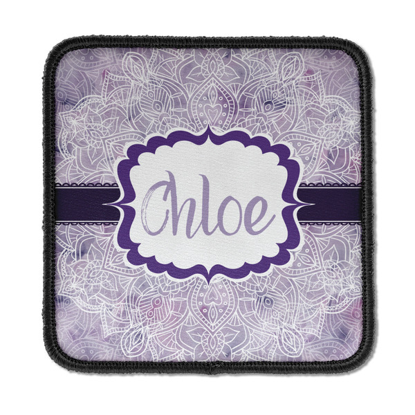 Custom Watercolor Mandala Iron On Square Patch w/ Name or Text