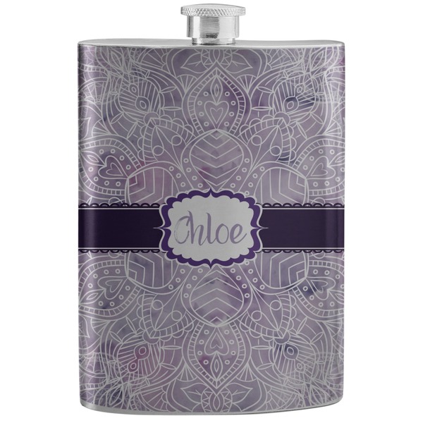 Custom Watercolor Mandala Stainless Steel Flask (Personalized)