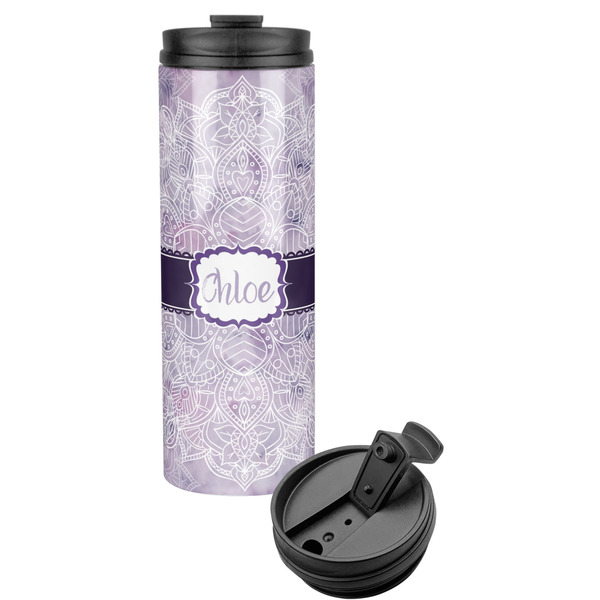 Custom Watercolor Mandala Stainless Steel Skinny Tumbler (Personalized)