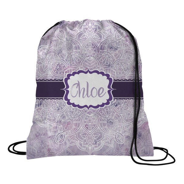 Custom Watercolor Mandala Drawstring Backpack - Large (Personalized)