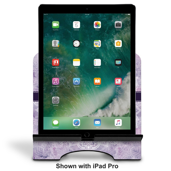 Watercolor Mandala Stylized Tablet Stand - Front with ipad