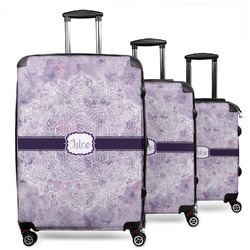 Watercolor Mandala 3 Piece Luggage Set - 20" Carry On, 24" Medium Checked, 28" Large Checked (Personalized)