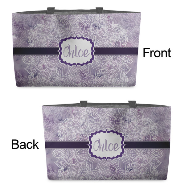 Watercolor Mandala Tote w/Black Handles - Front & Back Views