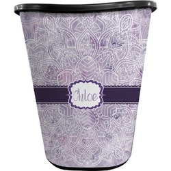 Watercolor Mandala Waste Basket - Single Sided (Black) (Personalized)