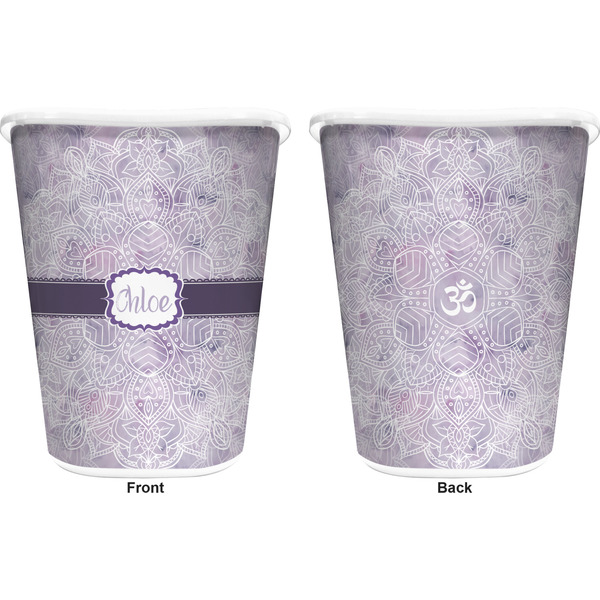 Watercolor Mandala Trash Can White - Front and Back - Apvl