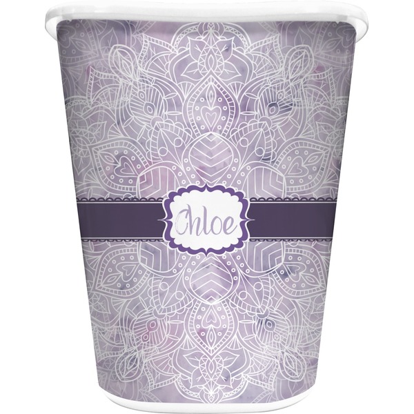 Custom Watercolor Mandala Waste Basket - Double Sided (White) (Personalized)