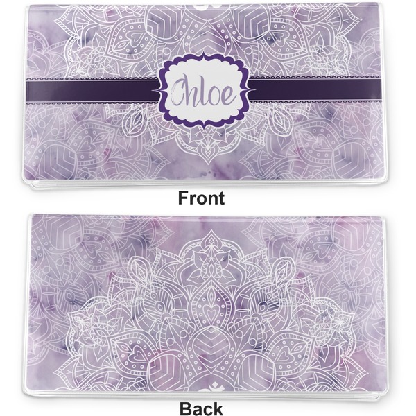 Watercolor Mandala Vinyl Check Book Cover - Front and Back