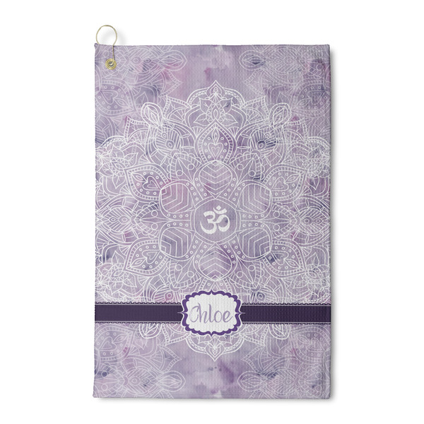 Custom Watercolor Mandala Waffle Weave Golf Towel (Personalized)
