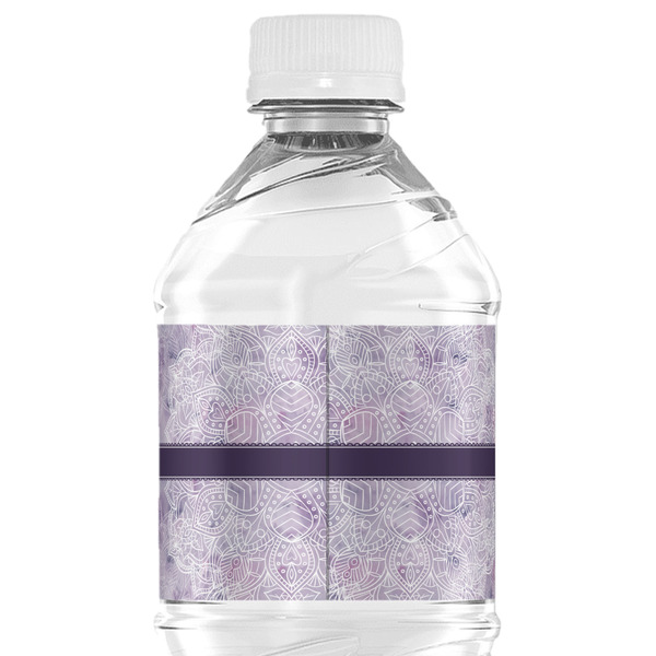 Watercolor Mandala Water Bottle Label - Back View