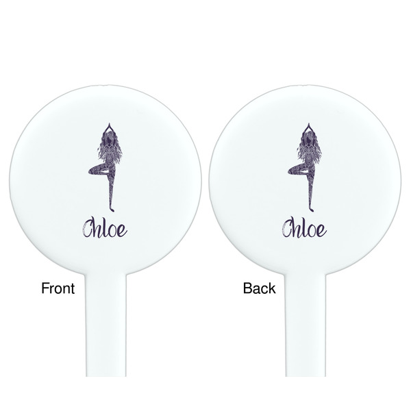 Watercolor Mandala White Plastic 7" Stir Stick - Double Sided - Round - Front & Back