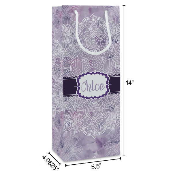 Watercolor Mandala Wine Gift Bag - Dimensions