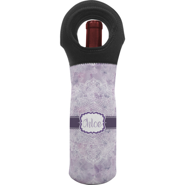 Custom Watercolor Mandala Wine Tote Bag (Personalized)