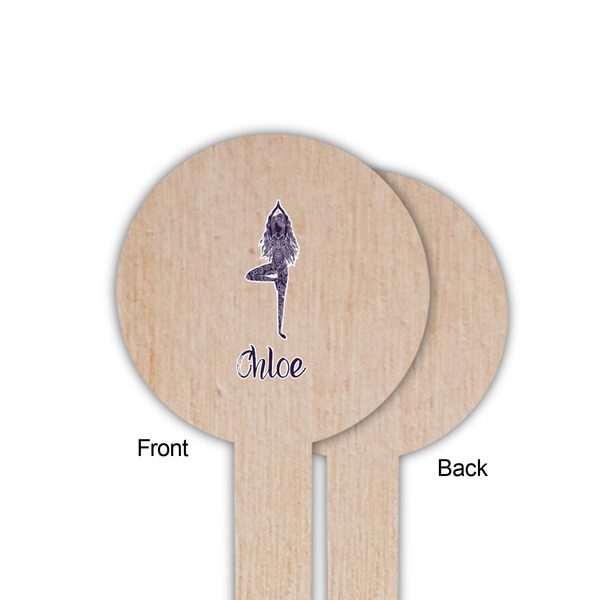 Watercolor Mandala Wooden 6" Food Pick - Round - Single Sided - Front & Back